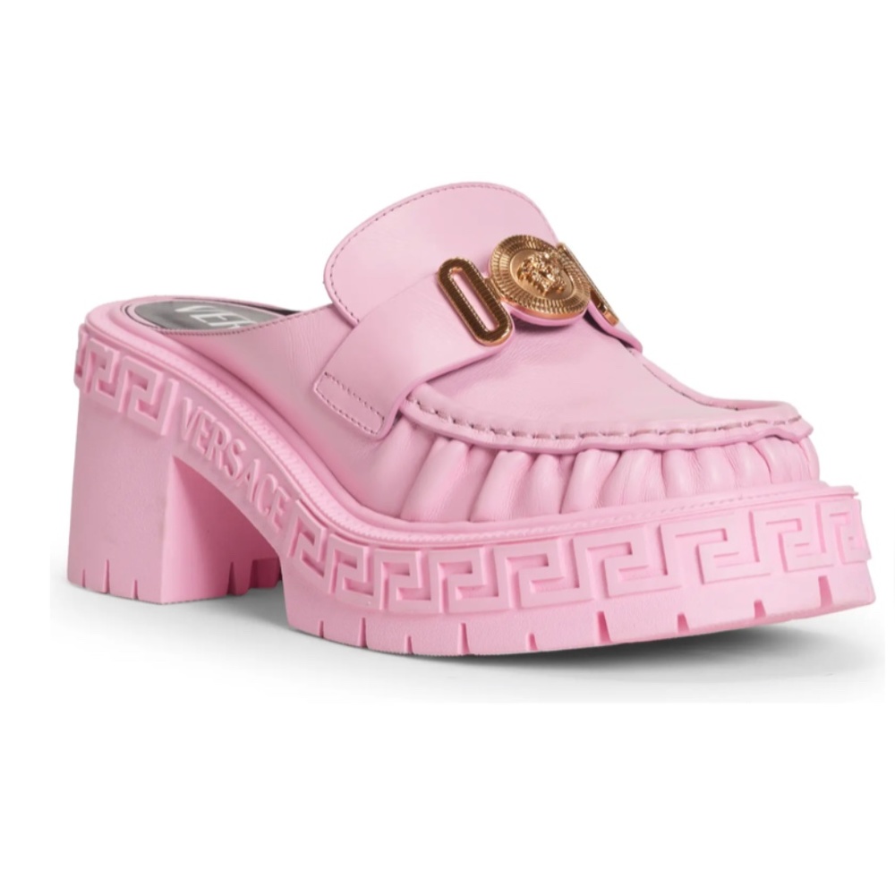NEW $975 Versace Medusa Biggie Lug Sole Loafer Mule in Pink - 8US / 38EU!
